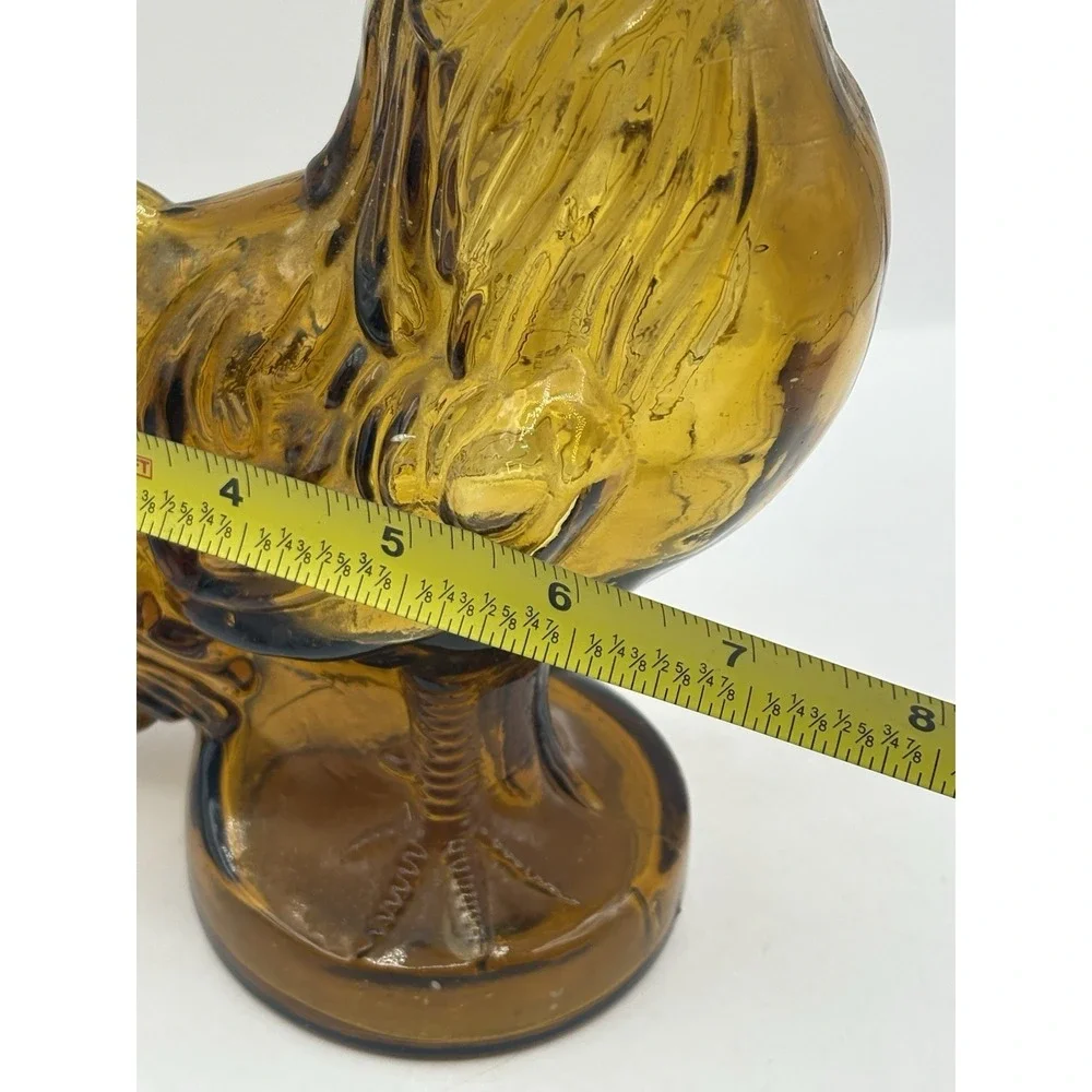 Vintage 1973 Amber Brown Glass Crowing Rooster Decanter Jeffrey Snyder Farmhouse